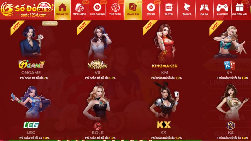 Sodo hợp tác với nhiều sảnh game đem lại sự đa dạng cho người chơi 